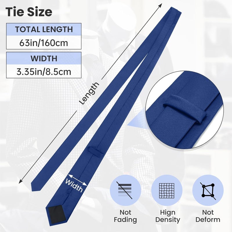 Junmaxroad Store 63'' XL Black Ties For Men Solid Color Extra Long Neckties 3.35" (8.5CM) Men's Big and Tall Ties with Gift Box - Image 4